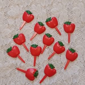 12 Cute Red Apple Cupcake Picks Decopac Decopics For Cupcakes or Crafting